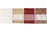 Linen pouch 160x230 mm with window (tulle) in various colors - 25 pcs