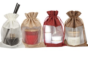 Pochette en lin 160x230 mm avec fenêtre (tulle) de différentes couleurs - 25 pcs-εικόνα_σύνθεση