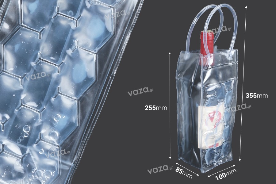 Borsa porta bottiglia isotermica trasparente con maniglia