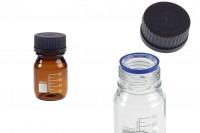 100-ml-Glasflasche mit Graduierung und schwarzem Kunststoffverschluss