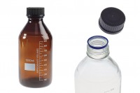 1000 ml graduierte Glasflasche mit schwarzem Kunststoffverschluss