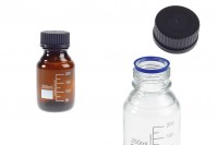 Glass graduated bottle 250 ml with black plastic cap