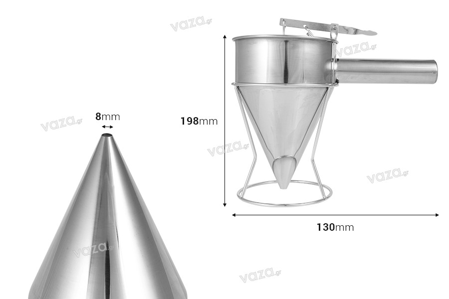 Ανοξείδωτο εργαλείο - χωνί 1200 ml (απόληξη 8 mm) για γέμισμα κεριών και σαπουνιών