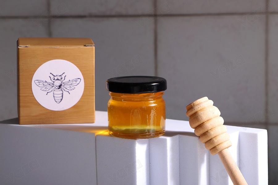 Kleine Kartonschachtel mit Holzmuster,  geeignet für Mini Gläser 30ml und 50ml 58x58x62-