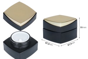 Pot en verre de luxe de 50 ml de couleur noir mat pour crème avec couvercle spécial et joint en plastique-εικόνα_διαστάσεις