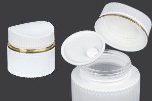 Pot en verre de luxe 50 ml de couleur blanc mat pour crème avec couvercle et joint en plastique-εικόνα_προϊοντική