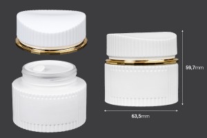 Pot en verre de luxe 50 ml de couleur blanc mat pour crème avec couvercle et joint en plastique-εικόνα_διαστάσεις