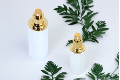 Sticlă de lux de 30 ml de culoare albă mat cu capac și pompă de cremă aurie