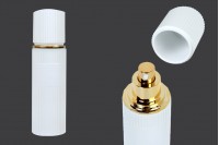 Luxury glass bottle 100 ml in white matte color with cap and gold cream pump