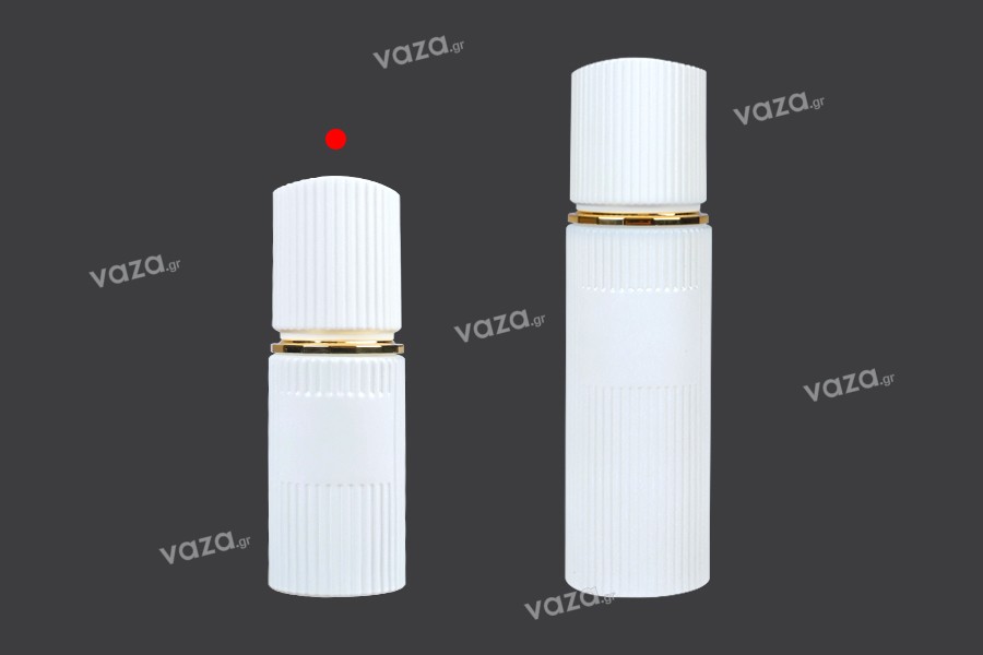 Luxury glass bottle 30 ml in white matte color with cap and gold cream pump