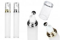 Acrylic bottle 20 ml cylindrical for cosmetic use with roll-on pump and transparent cap - 6 pcs