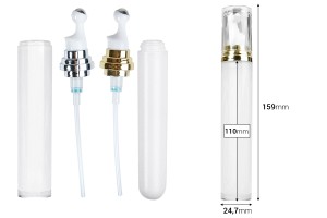 Acrylflasche 20 ml zylindrisch für kosmetische Zwecke mit Roll-on-Pumpe und transparentem Verschluss – 6 Stück-εικόνα_διαστάσεις