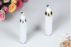 Acrylic bottle 20 ml cylindrical for cosmetic use with roll-on pump and transparent cap - 6 pcs