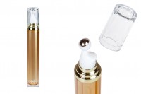 Acrylic bottle 20 ml for cosmetic use in brown color with roll-on pump and transparent cap - 6 pcs