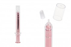 Tub - seringa acrilica 10 ml airless pentru uz cosmetic de culoare bronz cu capac - 6 buc
