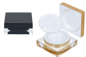 Ακρυλικό βάζο πολυτελείας 50 ml για κρέμα τετράγωνο με καπάκι και πλαστικό παρέμβυσμα-εικόνα_προϊοντική