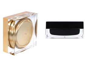 Ακρυλικό βάζο πολυτελείας 50 ml για κρέμα τετράγωνο με καπάκι και πλαστικό παρέμβυσμα-εικόνα_σύνθεση