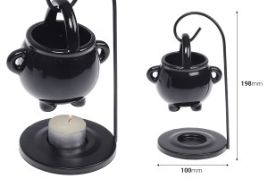 Brûleur en céramique avec base en métal pour fondants de cire et huiles-εικόνα_διαστάσεις