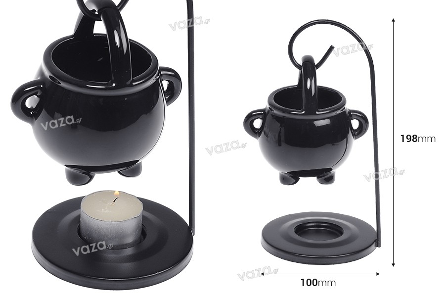 Ceramic aroma diffuser with metal base for melts and oils