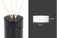 Round black or white wooden cap for PP28 room fragrance bottle with slot for sticks and cap