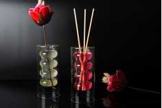350 ml two-chamber blown glass container suitable for room fragrance