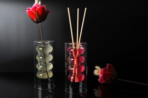 Récipient en verre soufflé à deux chambres de 350 ml adapté au parfum d'ambiance-εικόνα_σύνθεση