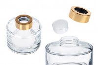 Zylindrische Glasflasche 200 ml transparent mit Goldverschluss und Stopfen