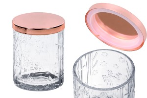 Pot en verre 350 ml transparent avec couvercle en métal et caoutchouc pour bougies-1