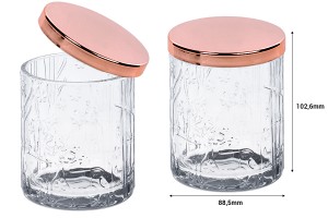 Pot en verre 350 ml transparent avec couvercle en métal et caoutchouc pour bougies-2