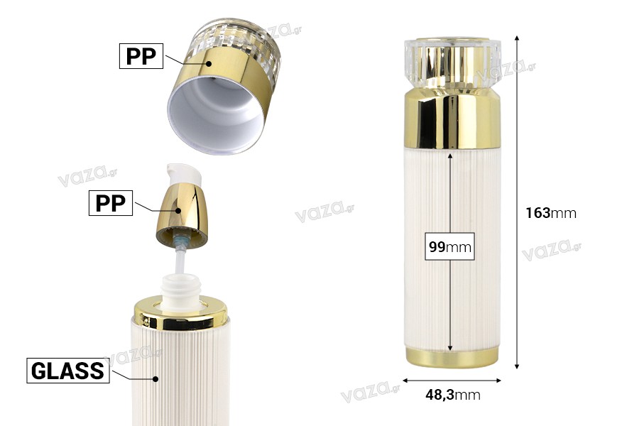 Ακρυλικό μπουκάλι 100 ml πολυτελείας με αντλία κρέμας και ακρυλικό καπάκι