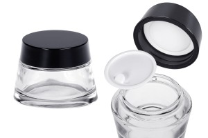 Pot en verre transparent 100 ml pour crème avec couvercle et joint en plastique-εικόνα_προϊοντική