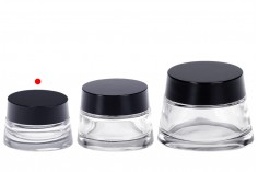 Clear glass jar 30 ml for cream with cap and plastic gasket