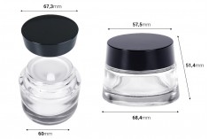 Clear glass jar 50 ml for cream with cap and plastic gasket