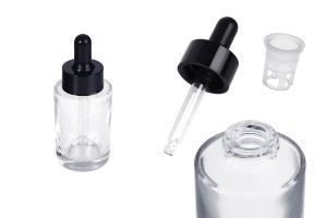Flacone in vetro da 30 ml trasparente con contagocce nero per siero-εικόνα_προϊοντική