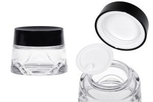 Pot en verre 50 ml transparent pour crème avec couvercle noir et joint en plastique-εικόνα_προϊοντική