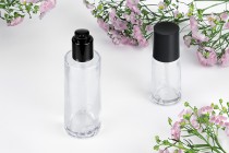 Γυάλινο μπουκάλι 100 ml διάφανο με μαύρη αντλία κρέμας και καπάκι Γυάλινο μπουκάλι 100 ml διάφανο με μαύρη αντλία κρέμας και καπάκι