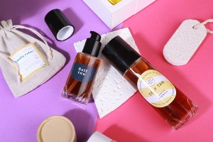 Flacon en verre transparent de 40 ml avec pompe et bouchon crème noir-εικόνα_σύνθεση