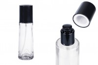 Flacon de sticlă transparentă de 100 ml cu pompă de cremă neagră și capac
