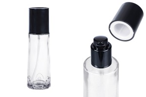 100ml transparente Glasflasche mit schwarzer Cremepumpe und Verschluss-produktbild