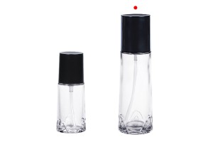 100ml transparente Glasflasche mit schwarzer Cremepumpe und Verschluss-bildgruppe