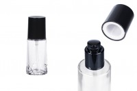 Glass bottle 40 ml clear with black cream pump and cap