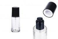 Flacon en verre transparent de 40 ml avec pompe et bouchon crème noir