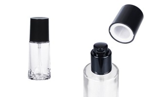 Flacon en verre transparent de 40 ml avec pompe et bouchon crème noir-εικόνα_προϊοντική