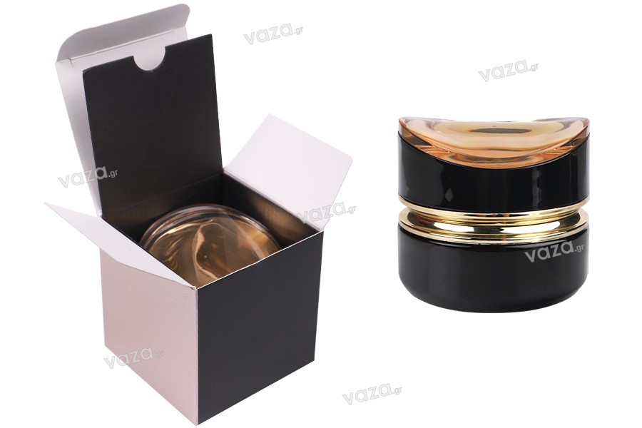 Luxury 30ml glass jar in black color for cream with acrylic cap and plastic gasket