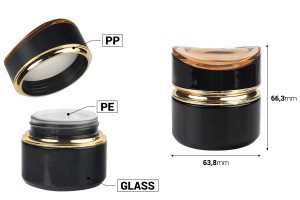 Luxuriöses 50ml-Glasgefäß in schwarzer Farbe für Creme mit Acryldeckel und Kunststoffdichtung-εικόνα_διαστάσεις