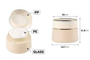 Luxuriöses 50ml-Glasgefäß in mattem Beige für Creme mit Deckel und Kunststoffdichtung-εικόνα_διαστάσεις