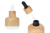 Flacone in vetro da 30 ml con rivestimento in plastica e contagocce con design in legno