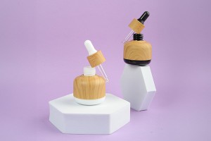 30ml Glasflasche mit Kunststoffummantelung und Tropfer im Holzdesign-εικόνα_σύνθεση