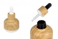 Μπουκαλάκι 15 ml γυάλινο με πλαστική επικάλυψη και σταγονομετρητή, σε σχέδιο ξύλου