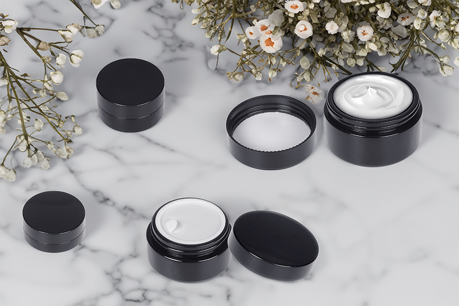 Schwarze Glasdose 30ml für Creme mit Deckel und Kunststoffverschluss Schwarze Glasdose 30ml für Creme mit Deckel und Kunststoffverschluss